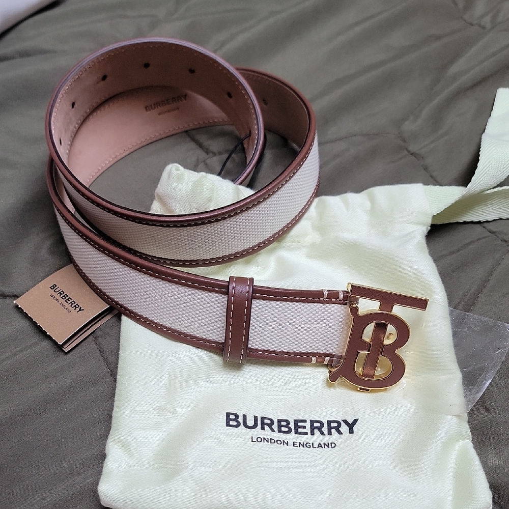 Burberry Women's Beige and Brown Belt